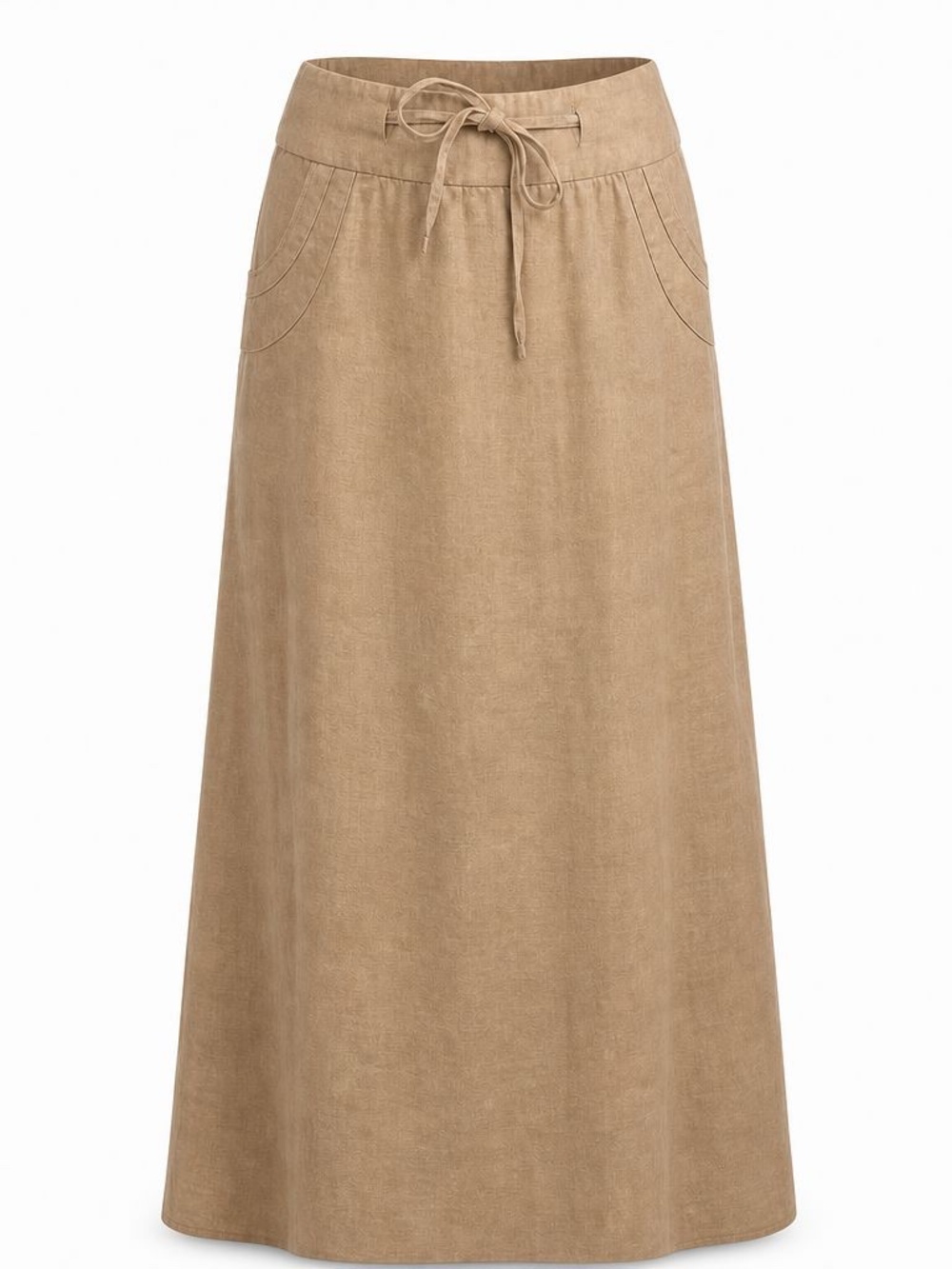Linen Blend Vintage Carol Little Maxi Skirt | Camel | Size 6 | Coastal Classic